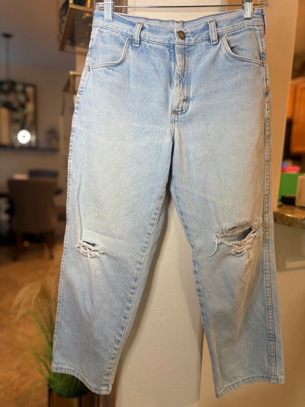 Rustler Vintage Relaxed Fit Distressed Straight Leg Jeans Juniors Size 14